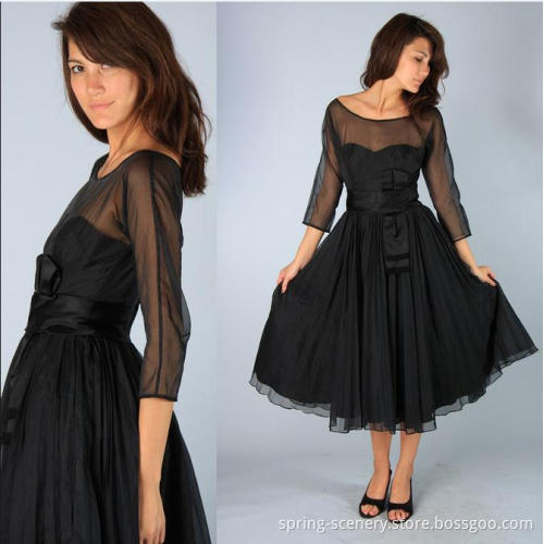 2014 Fashion Black Sheer Women Dress